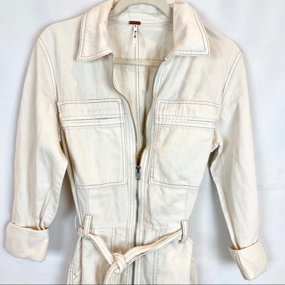 NWT Free People Charlie Coveralls Jumpsuit Ivory - Picture 4 of 13